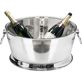 Edzard Champagnerkühler Michigan (Ø 53 cm, H 24 cm, XXL), Edelstahl doppelwandig, mit Griffen, für 12 Flaschen – Silber