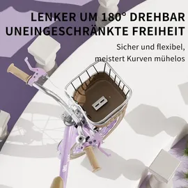 europebazar Habib Gruppe Mädchenfahrrad Klassik | Inkl. Luftpumpe & 6-teiligem Schutz-Set | Kohlenstoffstahlrahmen & Duales Bremssystem | Mitwachsend & sicher... - Lila