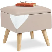 Relaxdays Hocker mit Stauraum 40 x 40 x 40 cm Beige