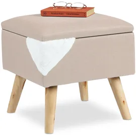 Relaxdays Hocker mit Stauraum 40 x 40 x 40 cm Beige