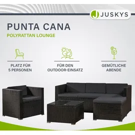 Juskys Punta Cana L Polyrattan Lounge schwarz/dunkelgrau