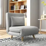 Homcom Schlafsessel 3 in 1 Polyester 72 x 79 x 78 cm Hellgrau mit Lendenkissen
