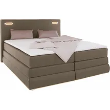 Collection AB Boxspringbett COLLECTION AB "Ninoni", braun, B:195cm L:210cm, Komplettbetten, Boxspringbett, inkl. Bettkasten, Topper und wahlweise mit LED-Beleuchtung, Topseller