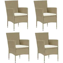 vidaXL Premium Polyrattan Garten-Essstühle 53 x 58 x 84 cm beige 4 St.