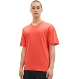 TOM TAILOR Denim T-Shirt, mit abgerundetem V-Ausschnitt, rot