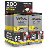 200 Rayovac Extra 10 Hörgerätebatterien - 10 Blister mit 8 Batterien und 20 Blister mit 6 Batterien