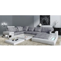 JVmoebel Ecksofa, Ecksofa Ledersofa Sofa Couch Polster Form XXL Big Sofas Wohnlandschaft grau