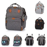 Chipolino Wickeltasche, Kinderwagen Rucksack Reißverschluss Schnullertasche, Farbe:grau