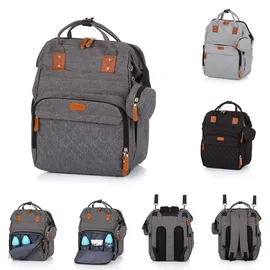 Chipolino Wickeltasche, Kinderwagen Rucksack Reißverschluss Schnullertasche, Farbe:grau