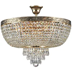Maytoni Prunkvoller Kronleuchter Palace aus klarem Kristall, Metallrahmen mit Messingbandumfassung für Lobby, Hotel, Reataurants, Theater