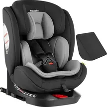Tectake tectake® Drehbarer Autositz, i-Size Zulassung, ISOFIX-Installation und Top Tether, mit Seitenaufprallschutz, längenverstellbarer 5-Punkt-Gurt, höhenverstellbare Kopfstütze, ab Geburt bis 150 cm, Belastbarkeit 36 kg