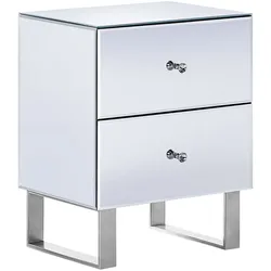 Nachttisch mit 2 Schubladen NESLE Glas Silber