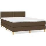 vidaXL Boxspringbett mit Matratze Dunkelbraun 140x200 cm Stoff