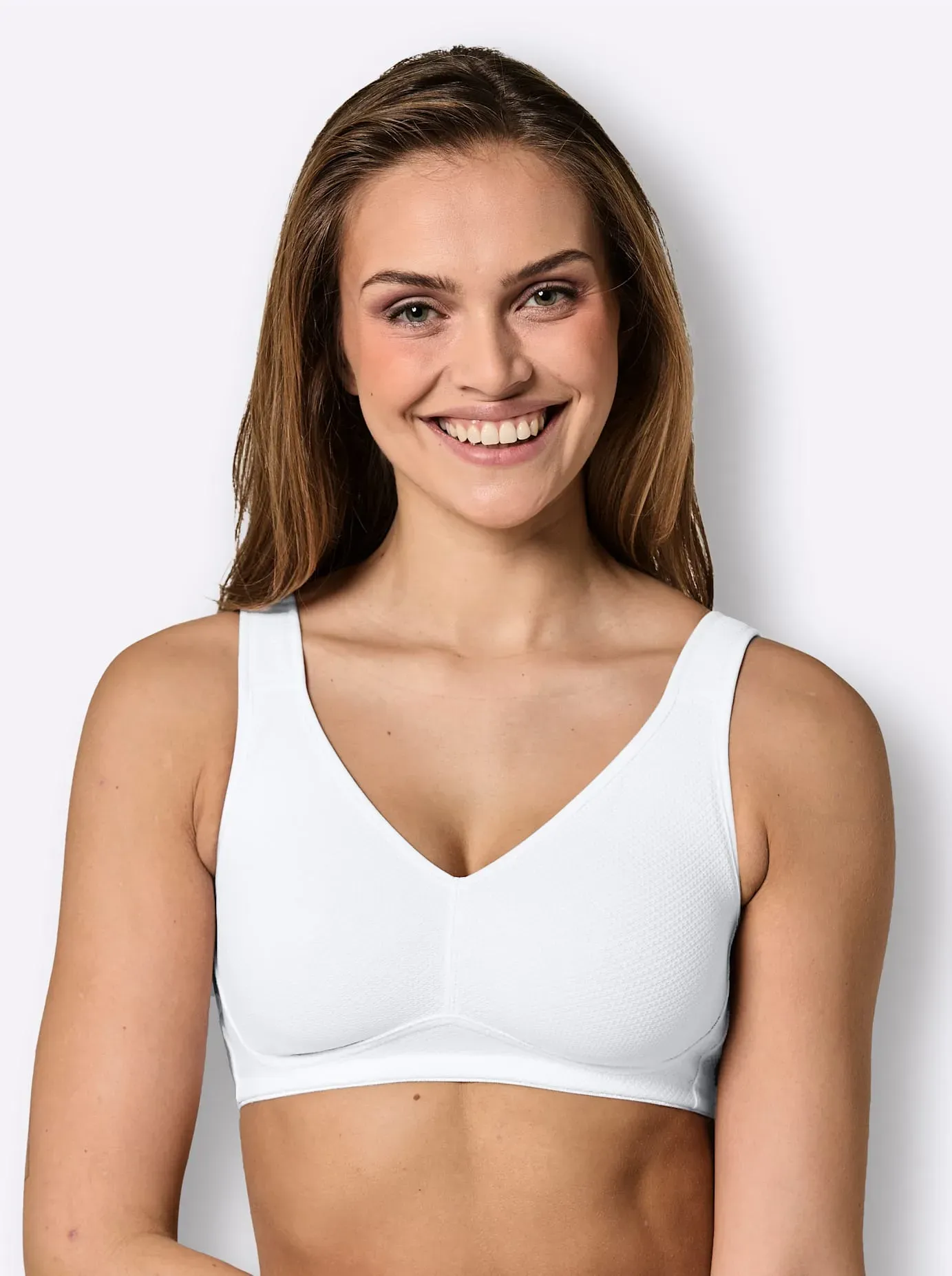 Sport-BH WÄSCHEPUR, Damen, Gr. 105, Cup A, weiß, 43% Polyamid, 42% Baumwolle, 15% Elasthan, BHs Sport-BH