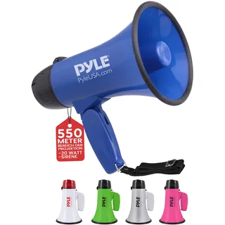 Pyle Megaphon mit Sirene, Signalhorn – Siren Megaphone – Mini Megafon Kinder & Erwachsene 20W, Faltbare Megaphone mit Sirene & Mikrofon, Lautstärke Einstellbar & Batteriebetrieben Reichweite: 550m