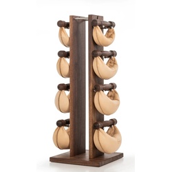 NOHrD Swing Turm Nussbaum - Hanteln aus Vollholz und hellem Leder