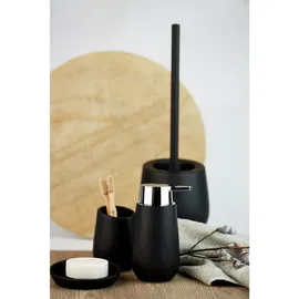 Wenko WC-Garnitur Badi Schwarz Keramik mit Silikon-bürstenkopf,