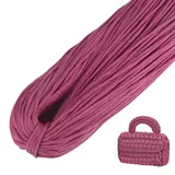 LEREATI Polyester Garn, Makramee Garn 3mm x 200m Polyester-Seil Polypropylen-Kordel Makramee Schnur Geflochten für Handtasche, Häkeltasche, Strickwaren, Wohndekorationen (Lederrosa)