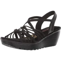 Skechers Damen Parallel-Crossed Wires-Multi Gore Slingback Sandale Keilsandale, Schwarz, 40 EU