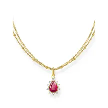 Thomas Sabo Kette mit Anhänger Vintage Romance rot/weiß Silber