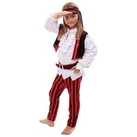 Piratin-Kostüm für Kinder, rot/schwarz/weiß