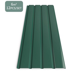Mondeer Wellplatte Dachplatten, 12x Trapezblech 115cm x 45cm verzinkt Profilblech Dachblech grün