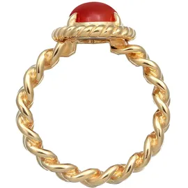 ELLI PREMIUM Fingerring Solitär Edelstein Klassik 925 Silber orange 58