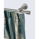 GARESA Gardinenstange Kea silber (mattchromfarben), L:240cm Ø:20mm, Aluminium, Holzwerkstoff, Kunststoff, Gardinenstangen, Vorhanggarnitur, einfache Montage, verlängerbar, Wandmontage, Kappe