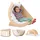 Relaxdays Kletterbogen Holz, Kissen, 50 kg, HxBxT 44,5 x 80 x 40 cm, Wippbogen, Natur/weiß