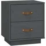 vidaXL Nachtschrank Grau 40 x 34 x 45 cm Massivholz Kiefer