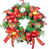 Weihnachtskranz Tisch Adventskranz, mit 4 Kerzenhalter, Adventskranz Modern Künstlich, Adventskranz Deko Weihnachtstürkranz, Türkranz Weihnachten Rot (A)