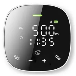 Nedis SmartLife Air Quality Monitor, Schwarz, Weiß, Kohlendioxid (CO2), Kunststo