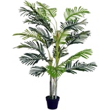 Outsunny Künstliche Palme 150cm Kunstpflanze mit Pflanztopf Kunstbaum 19 Palmenwedel Deko Kunst