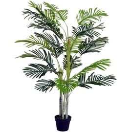 Outsunny Künstliche Palme 150cm Kunstpflanze mit Pflanztopf Kunstbaum 19 Palmenwedel Deko Kunst