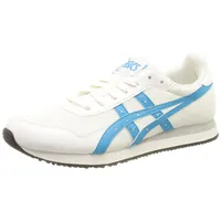 Onitsuka Tiger Herren Tiger Runner Sneaker, White/Aizuri Blue, 37.5 EU - 37.5 EU