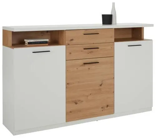 Sideboard Woy in Weiß/Eichefarben