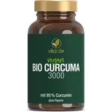 Vitactiv Natural Nutrition Bio Curcuma 3000 - Kurkuma hochdosiert - Curcuma Extrakt mit 95% Curcumin - Piperin für hohe Bioverfügbarkeit - Ohne Magnesiumstearat, Vegan-60 Curcuma Kapseln für 60 Tage