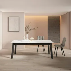 SKRAUT HOME Esstisch, Küche, Esszimmer, 194x90x75cm, Für 10 Personen, Holzbeine, Moderner Stil, Weiß - 393_19