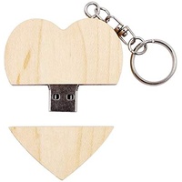 32 GB USB-Stick 3.0 Holz massiv Herz für Fotoalbum Verlobung Liebe Hochzeit Datenspeicher (Ahorn)