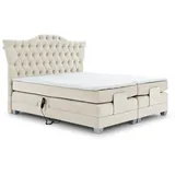 Fun Möbel Boxspringbett Elektrisch Bett FAUSTO 160x200cm in Stoff Wind Creme - Weiß