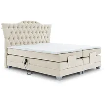 Fun Möbel Boxspringbett Elektrisch Bett FAUSTO 160x200cm in Stoff Wind Creme - Weiß