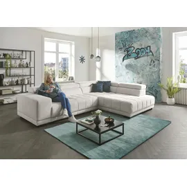die planbar Ecksofa DIE PLANBAR "MP-IN15053 L-Form breiter Schenkel", beige (ecru), B:323cm H:73cm T:222cm, 100% Polyester, Sofas, Ecksofa, wahlweise mit Kopfteilverstellung und manueller Vorziehbank