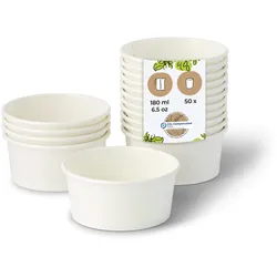 BIOZOYG Eisbecher Pappe 50 Stück 100 ml Weiß  Dessertbecher Beschichtet Einweg  Snackbecher Waffelbecher Einwegbecher Eiscreme Joghurt