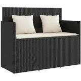 furnicato Gartenbank mit Kissen Schwarz Poly Rattan