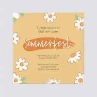 Business Einladungskarten (5 Karten) selbst gestalten, Gänseblumen - Orange