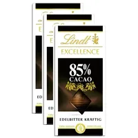 Lindt Excellence Edelbitter 85% Cacao - Schokolade - 3 Tafeln je 100 Gramm