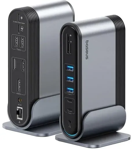 UnionJoy USB-C Docking Station 2xHDMI4K@60Hz 1xDP4K@60Hz 3xUSB-A3.0 2xUSB-C3.0 2xUSB-A2.0 1xRJ45 PD PC 1xSD+TF 1x3.5mm minijack - Grey USB-Hubs - USB 3.0 - 17 - Grau