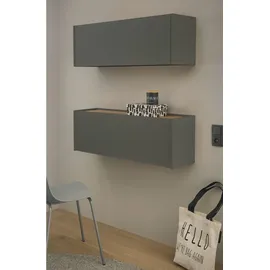 furn.design Sekretär Set 2-teilig grau, Eiche Wotan 100 cm, Büromöbelkombination hängend | Gr.: onesize