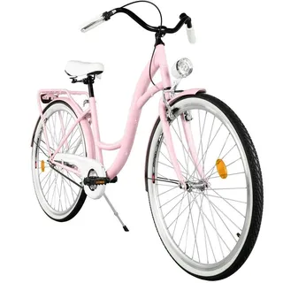 Milord. Komfort Fahrrad mit Gepäckträger, Hollandrad, Damenfahrrad, 1-Gang, Rosa, 26 Zoll