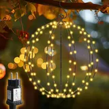 salcar LED Lichterkette Außen, 30cm 120 LED Hängende Kugel Lichter, Wasserdichte Weihnachtsbeleuchtung mit Timer, Speicherfunktion, 8 Modi Weihnachten Deko - Weiß